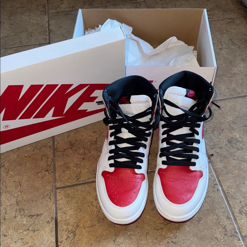 Nike Red and White High-Top Sneakers - Picture 2 of 6